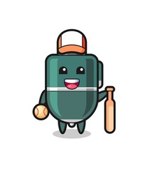 Fototapeta premium Cartoon character of ballpoint pen as a baseball player