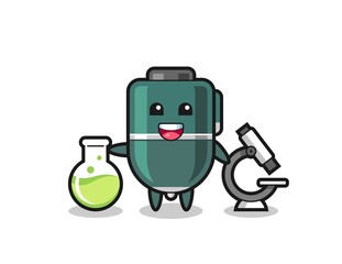 Mascot character of ballpoint pen as a scientist