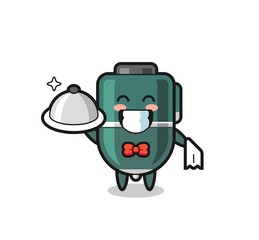 Character mascot of ballpoint pen as a waiters
