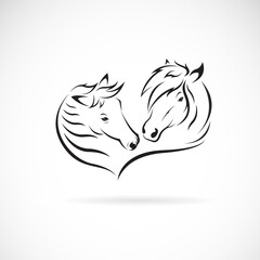 Vector of two horse head design on white background. Easy editable layered vector illustration. Wild Animals.