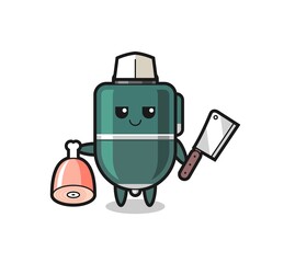 Illustration of ballpoint pen character as a butcher