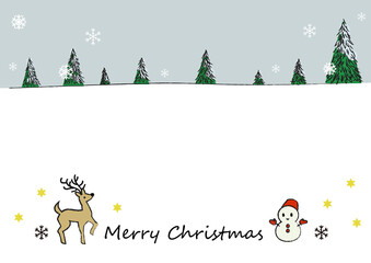 クリスマスのイラスト　トナカイ　雪だるま