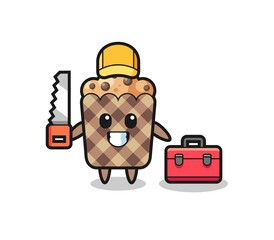 Illustration of muffin character as a woodworker