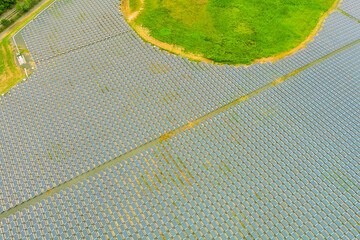 Solar Panel array aerial view of modern photovoltaic electricity system