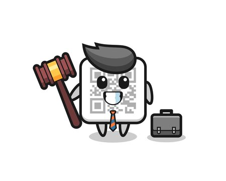 Illustration of qr code mascot as a lawyer