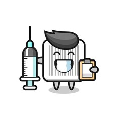Mascot Illustration of barcode as a doctor