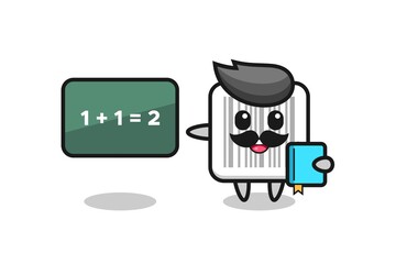 Illustration of barcode character as a teacher