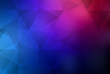 Dark Blue, Red vector shining triangular background.