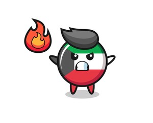 kuwait flag badge character cartoon with angry gesture