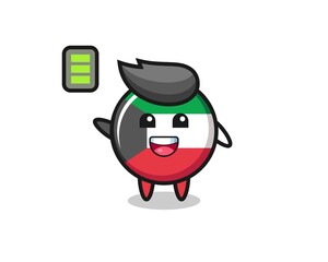 kuwait flag badge mascot character with energetic gesture