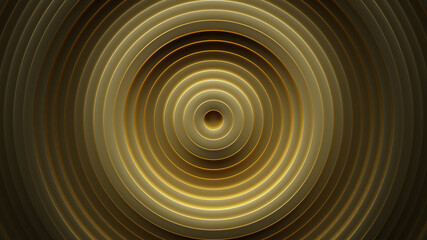 Gold concentric circles 3D rendering