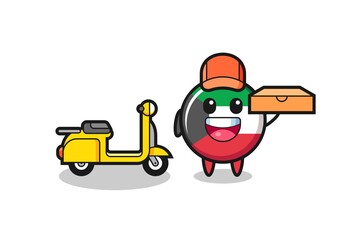 Character Illustration of kuwait flag badge as a pizza deliveryman
