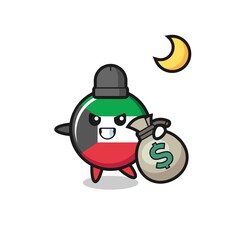 Illustration of kuwait flag badge cartoon is stolen the money