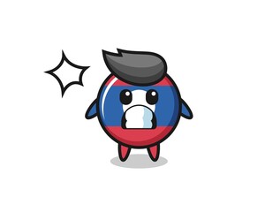 laos flag badge character cartoon with shocked gesture