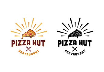 Vintage retro pizzeria, pizza restaurant logo design template inspiration