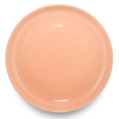 Orange circle ceramics plate isolated on white background.