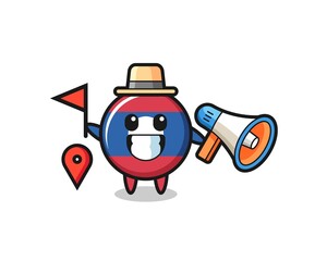 Character cartoon of laos flag badge as a tour guide