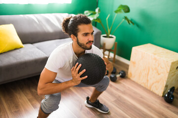 Latin man practicing cross training