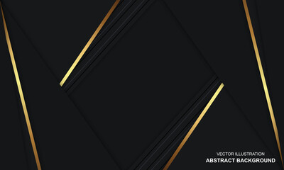 Modern abstract background black dop with golden lines