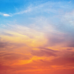 Blue and red sky clouds background.