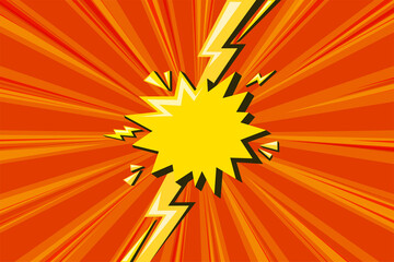 Superhero halftoned background with lightning. Orange versus comic design. Vector illustration backdrop