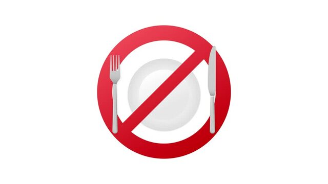 No eating. Photo show a no eating icon. Motion graphics