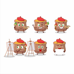 Artistic Artist of curcuma cartoon character painting with a brush