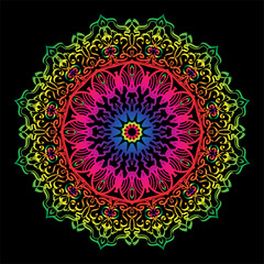 Luxury Decorative Colorful Islamic Batik Mandala Greetings Card Background With Abstract Unique Pattern Design In East Style