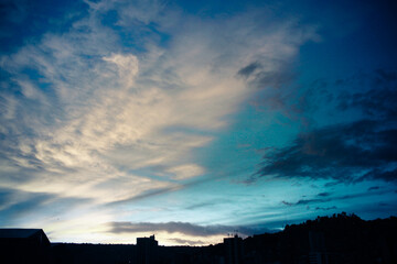 Obraz premium city clouds horizon magenta sky background texture abstract color colors psycho fire height Bolivia La Paz