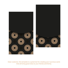 Black business card with brown luxury pattern
