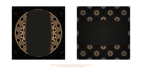 Black postcard with brown luxury ornament