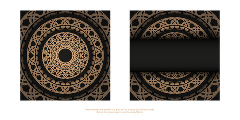 Black postcard with brown vintage pattern