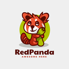 Vector Logo Illustration Red Panda Mascot Cartoon Style.