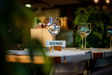 Set of dinner tables for celebration.