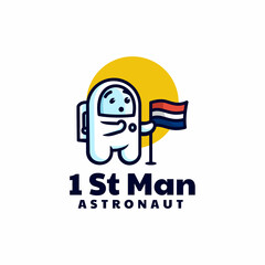 Vector Logo Illustration Astronaut Mascot Cartoon Style.
