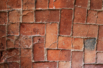 Antique brick floor in the inside of the castle