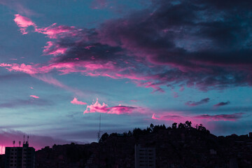 city clouds horizon magenta sky background texture abstract color colors psycho fire height Bolivia La Paz