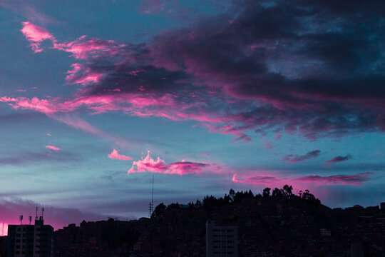 City Clouds Horizon Magenta Sky Background Texture Abstract Color Colors Psycho Fire Height Bolivia La Paz
