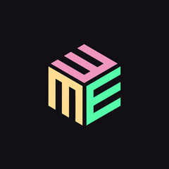 Initial letter WME hexagon shape