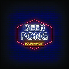 Beer Pong Tournament Neon Signs Style Text Vector