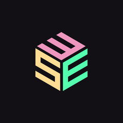 Initial letter WSE hexagon shape