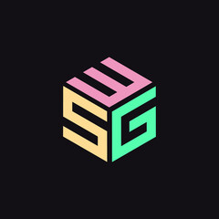 Initial letter WSG hexagon shape