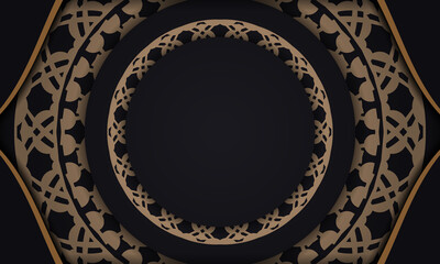 Black banner with luxurious brown ornament and place for your text