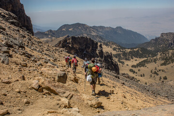 hiking in the mountains
