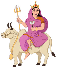 Illustration of Navratri goddess - Shailputri