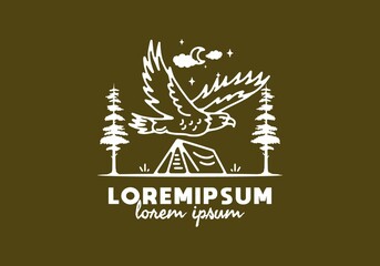 Line art illustration of flying eagle