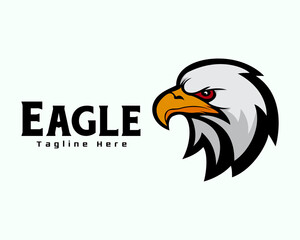 Obraz premium eagle falcon hawk savage face side view mascot logo template illustration