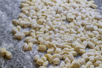 gnocchi in flour ready to cook
