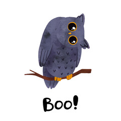 Halloween art, hand drawn vector watercolor illustration.