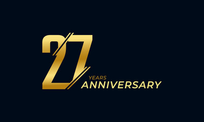 27 Year Anniversary Celebration Vector. Happy Anniversary Greeting Celebrates Template Design Illustration